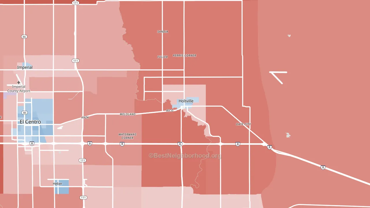 Holtville, CA block-group political-lean map