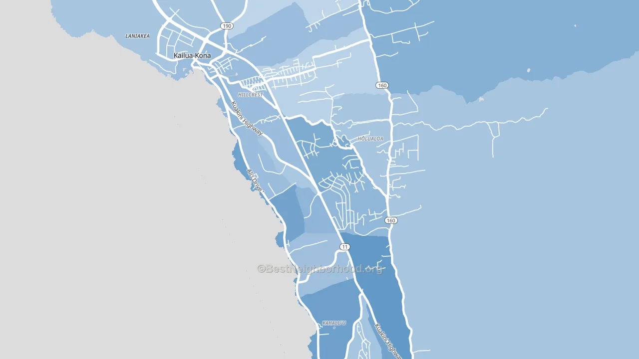 Holualoa, HI block-group political-lean map