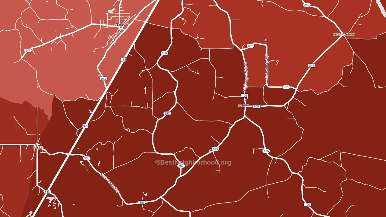Holum, LA block-group political-lean map