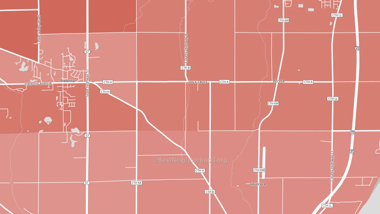 Holy Cross, WI block-group political-lean map