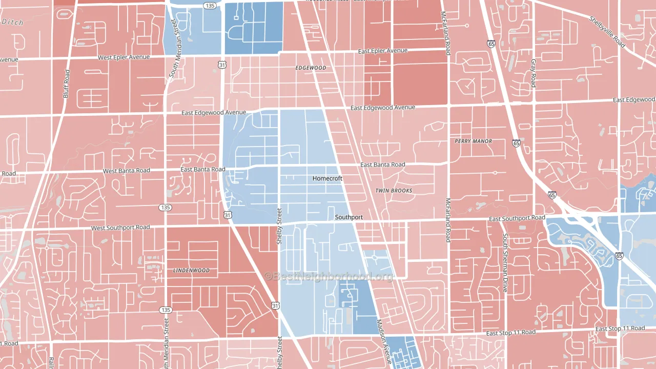 Homecroft, IN block-group political-lean map