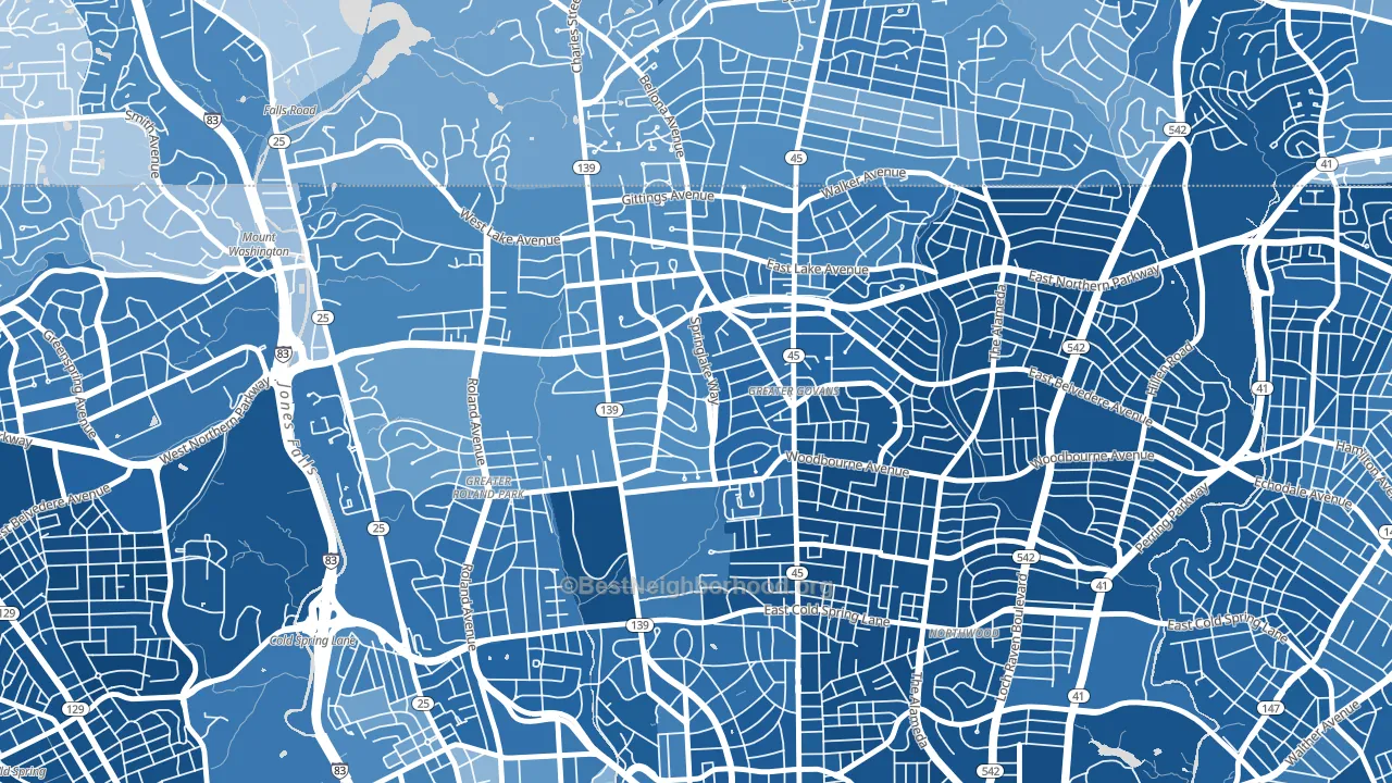Homeland, Baltimore, MD block-group political-lean map