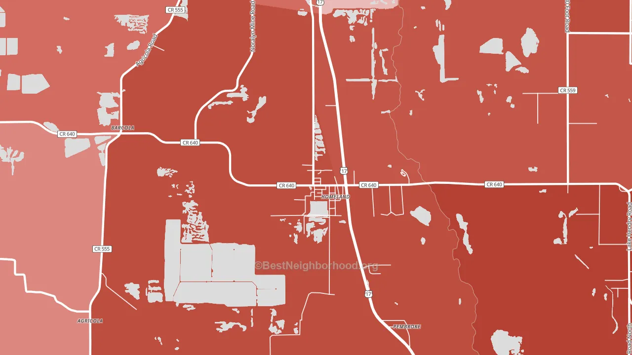 Homeland, FL block-group political-lean map