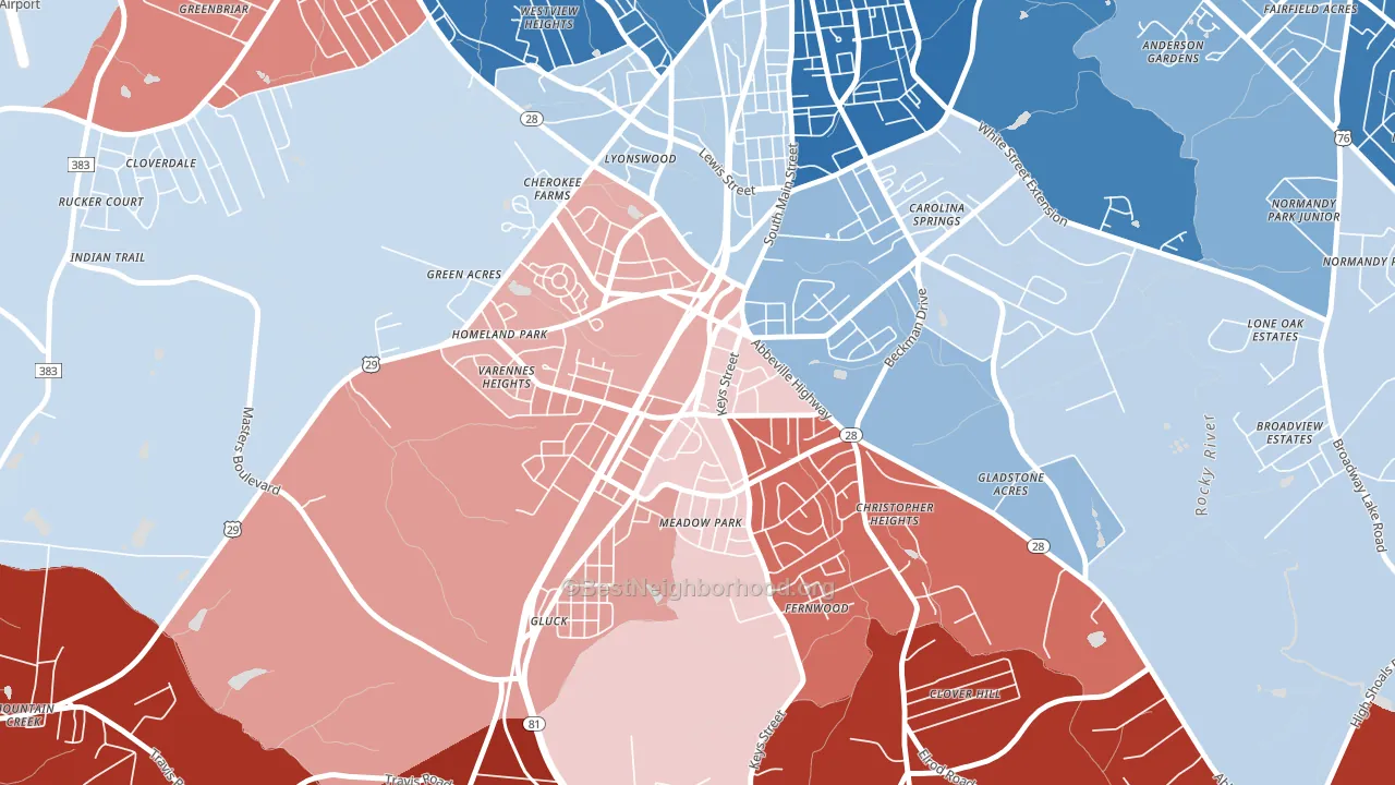 Homeland Park, SC block-group political-lean map