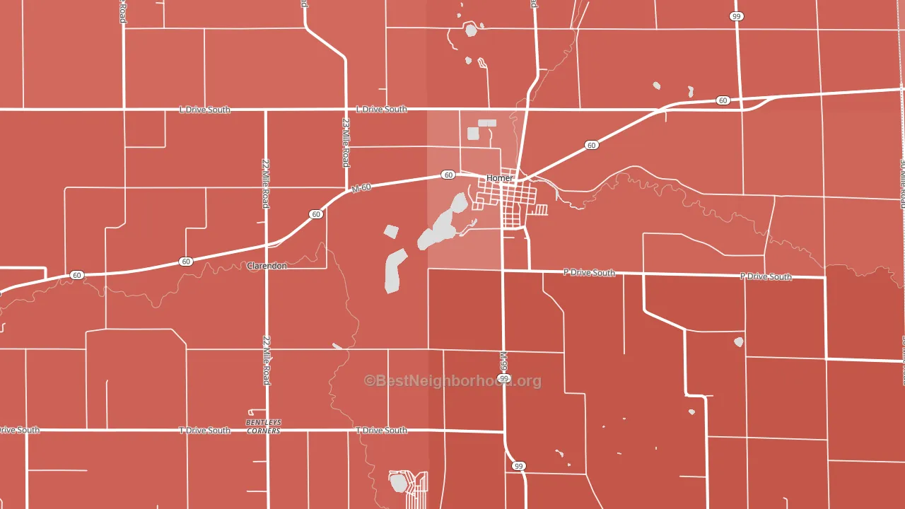 Homer, MI block-group political-lean map
