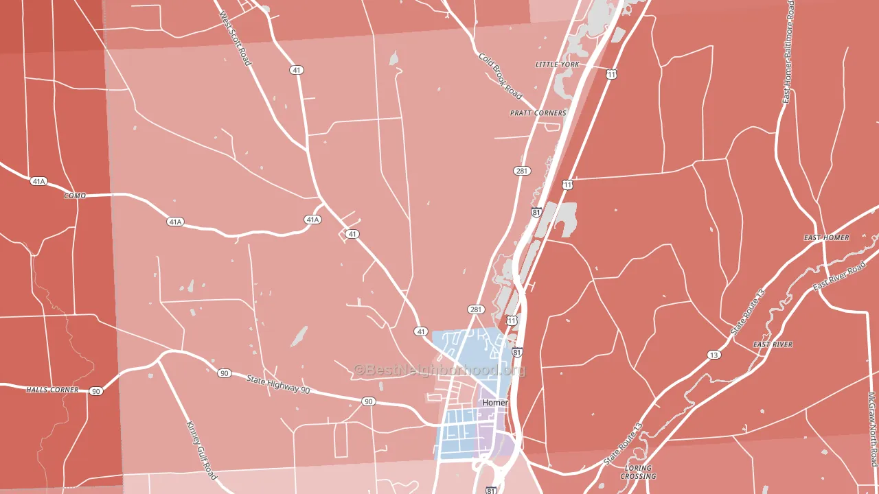 Homer, NY block-group political-lean map