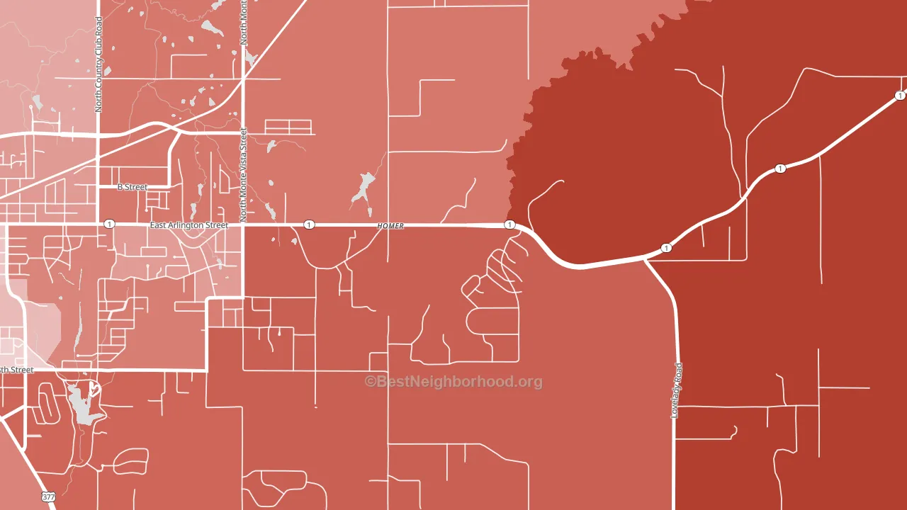 Homer, OK block-group political-lean map