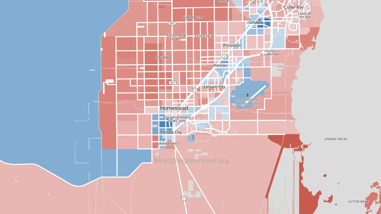 Homestead, FL block-group political-lean map