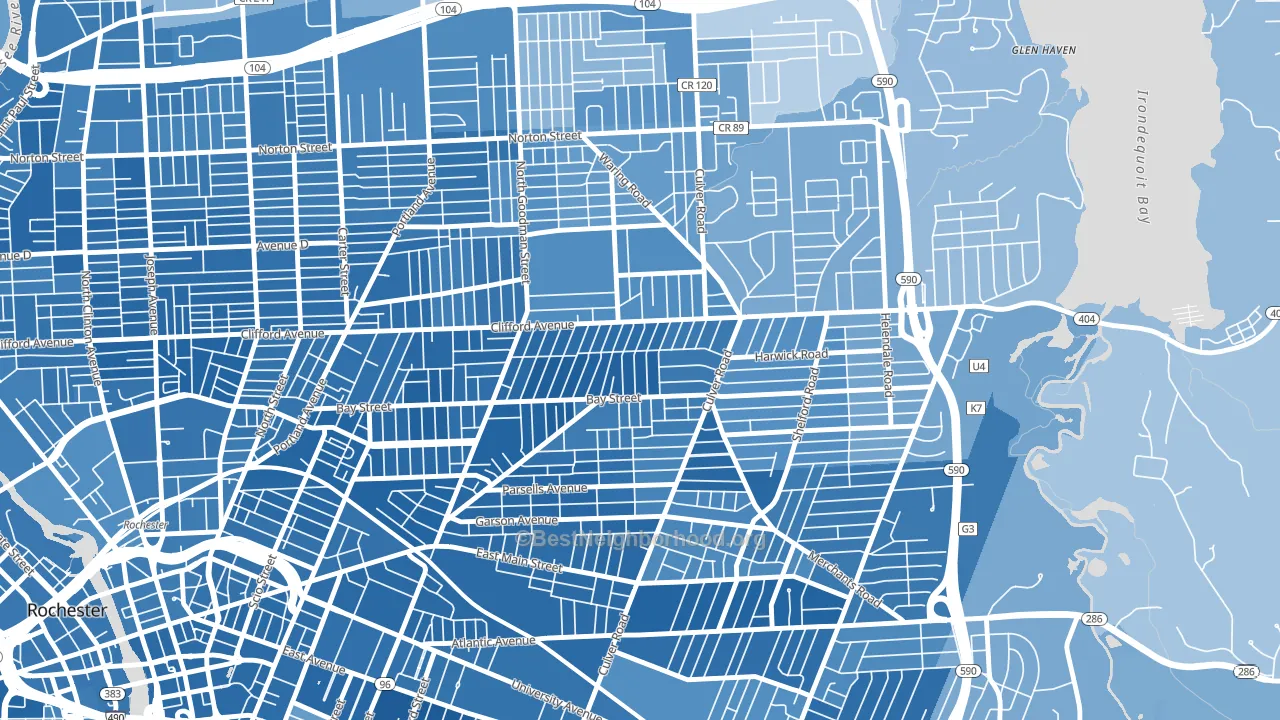 Homestead Heights, Rochester, NY block-group political-lean map