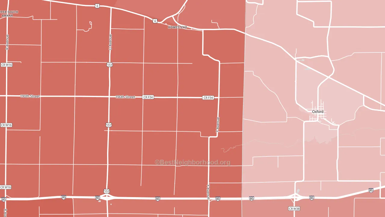 Homestead, IA block-group political-lean map