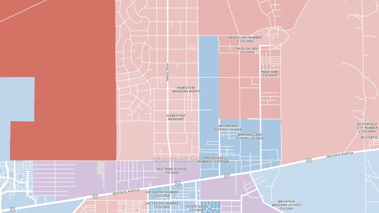 Homestead Meadows North, TX block-group political-lean map