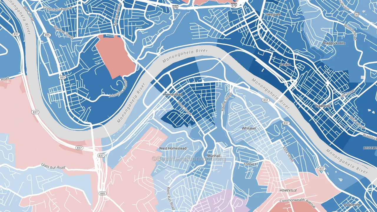 Homestead Park, Homestead, PA block-group political-lean map