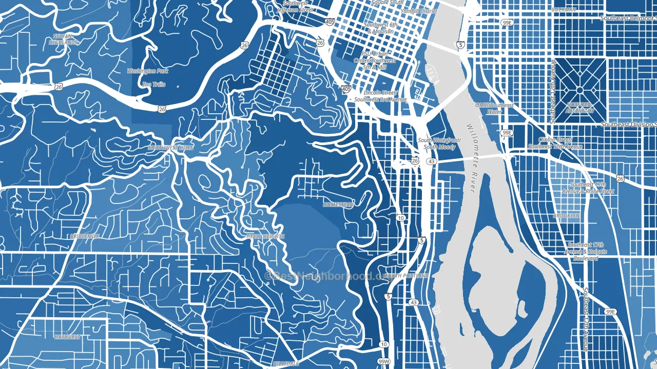 Homestead, Portland, OR block-group political-lean map