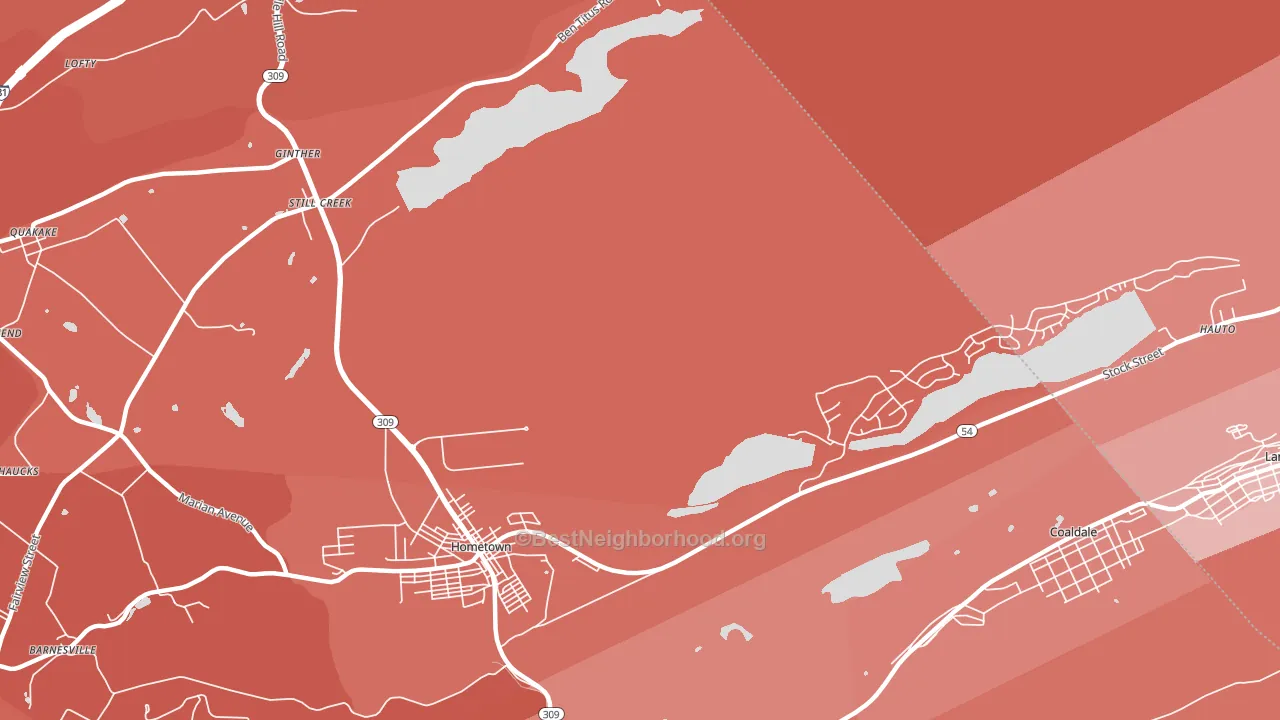 Hometown, PA block-group political-lean map