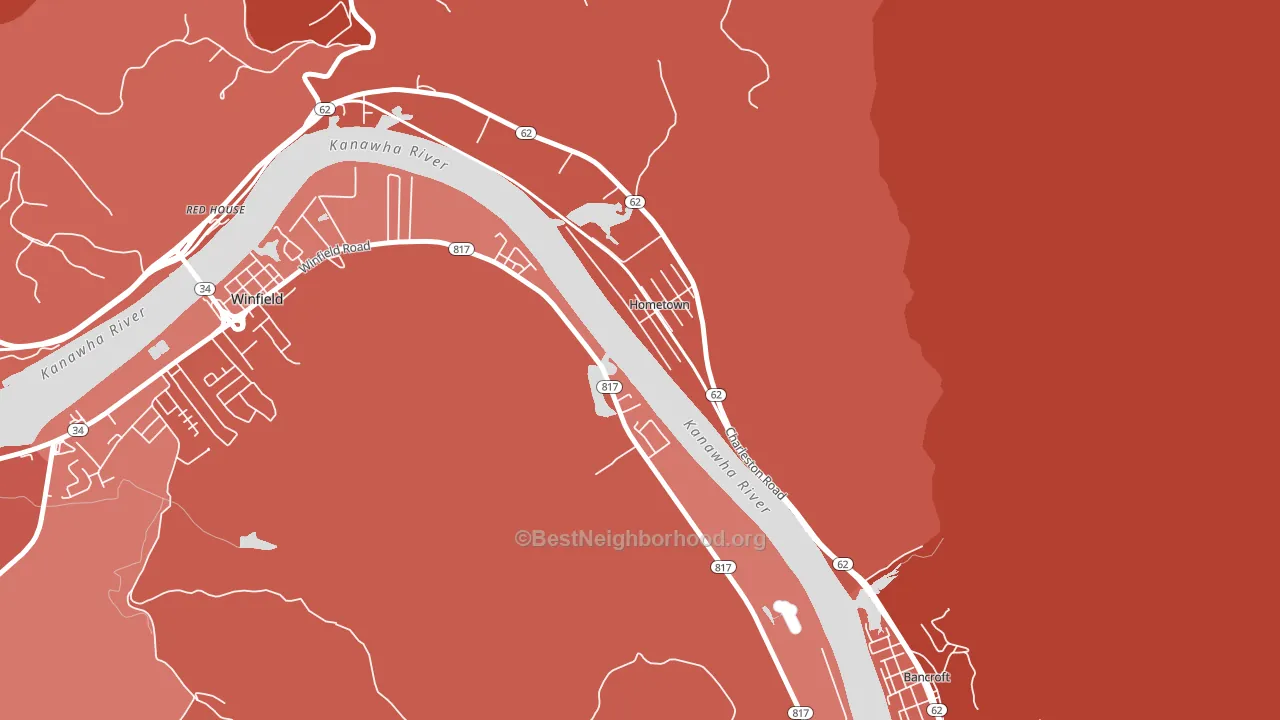 Hometown, WV block-group political-lean map