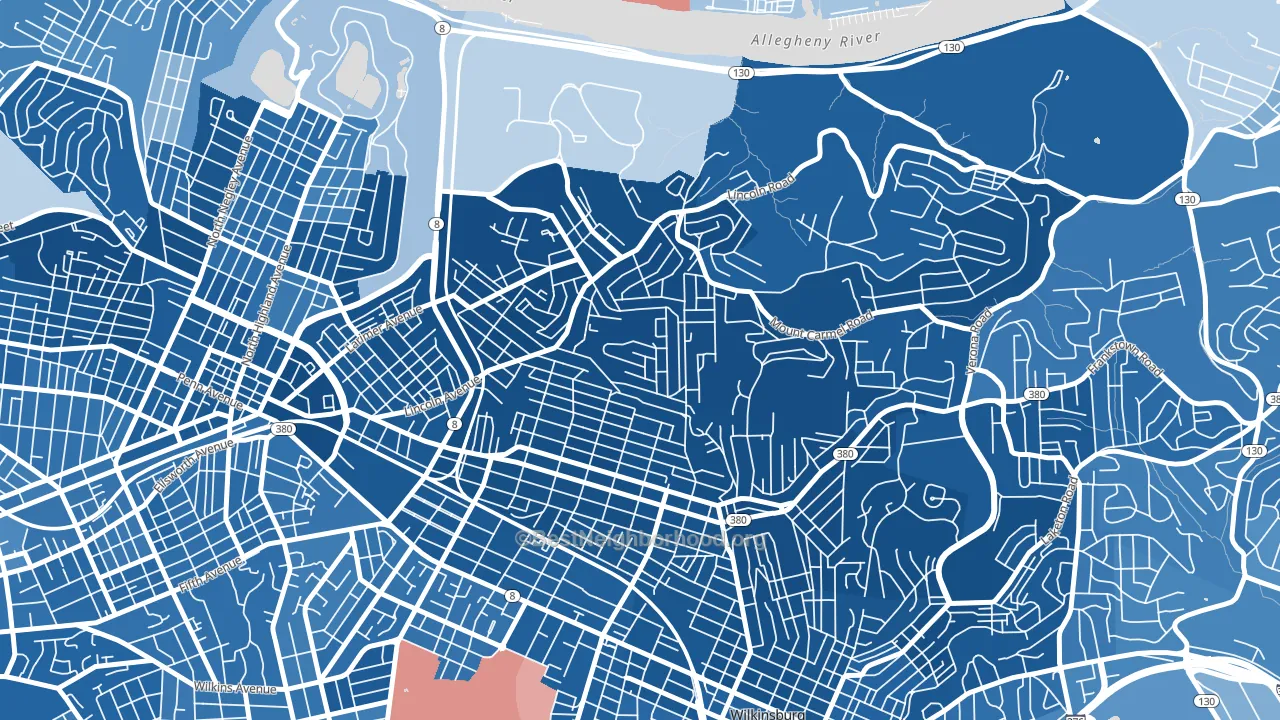 Homewood North, Pittsburgh, PA block-group political-lean map