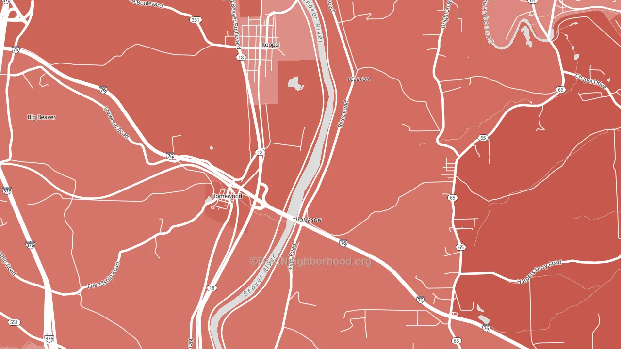 Homewood, PA block-group political-lean map