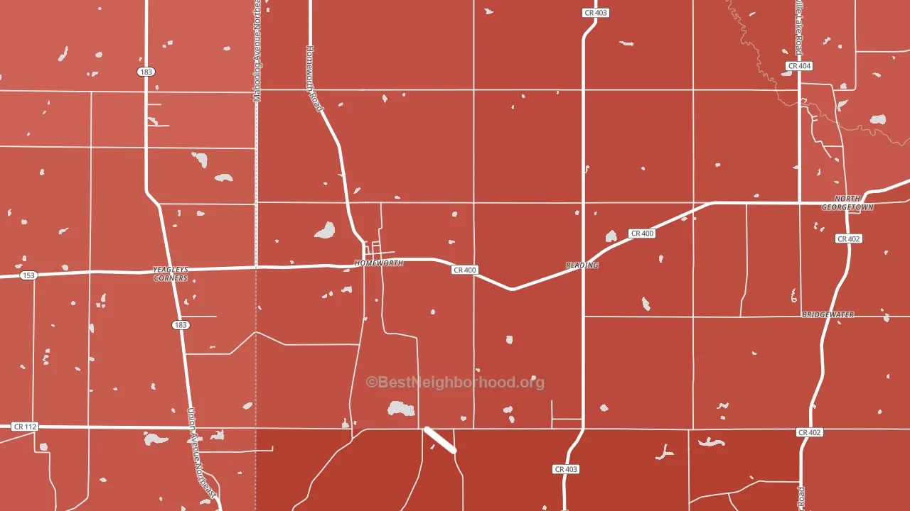 Homeworth, OH block-group political-lean map