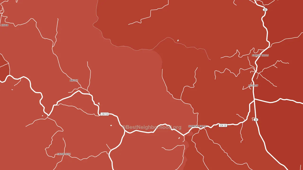 Hominy Falls, WV block-group political-lean map