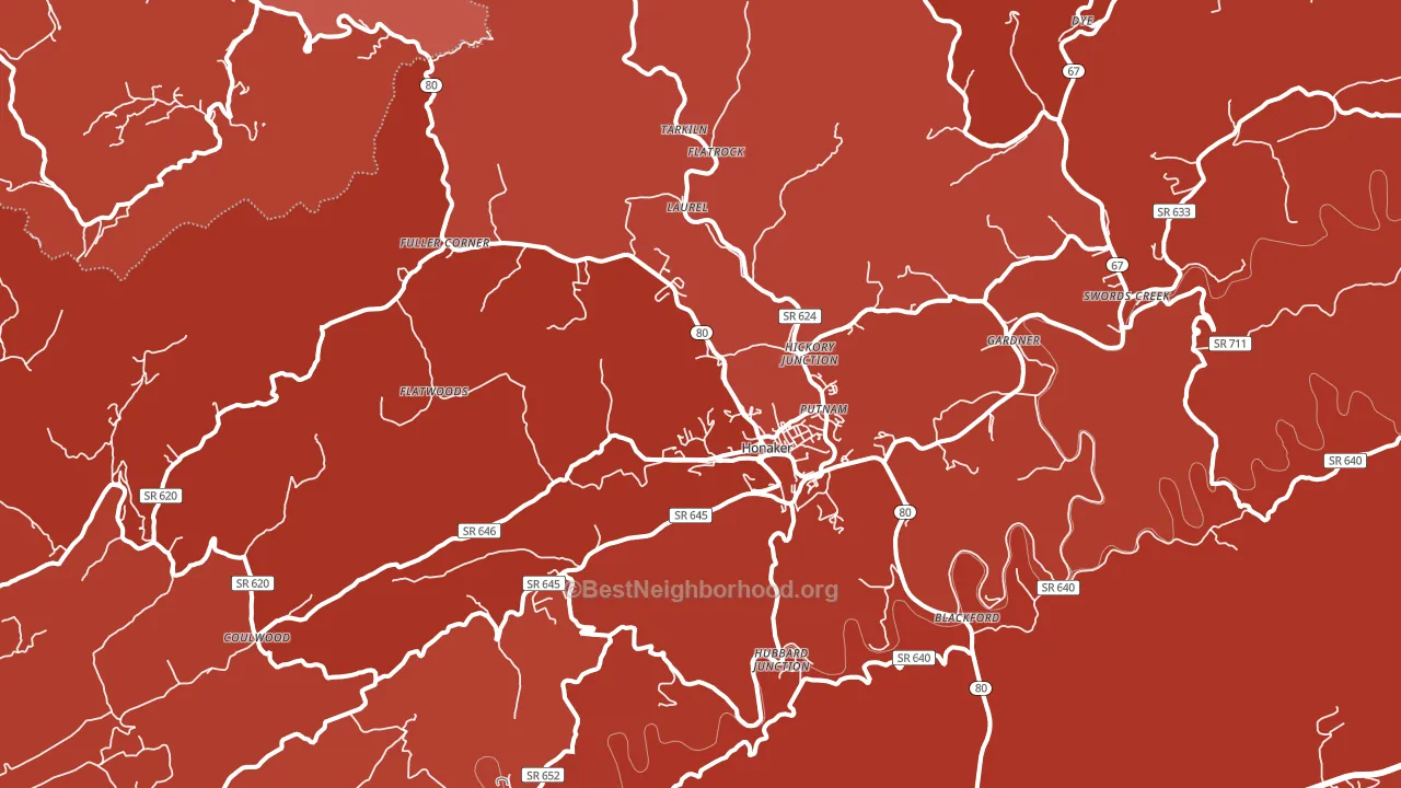 Honaker, VA block-group political-lean map