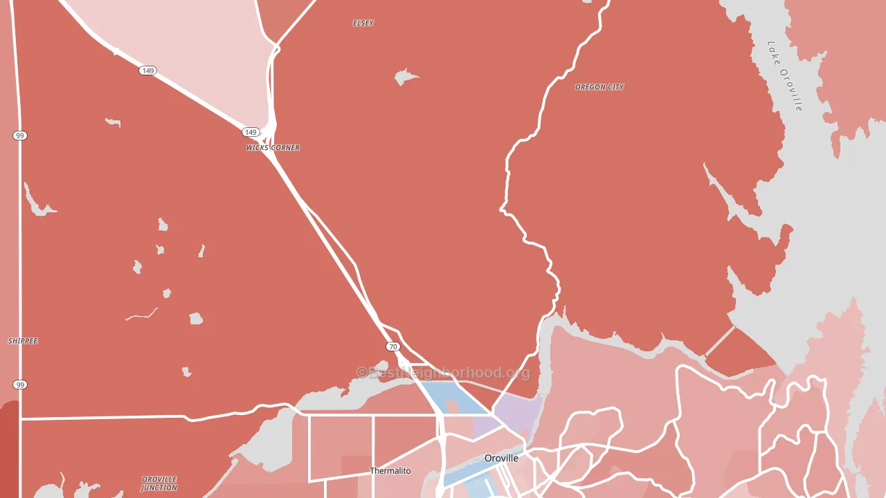 Honcut, CA block-group political-lean map
