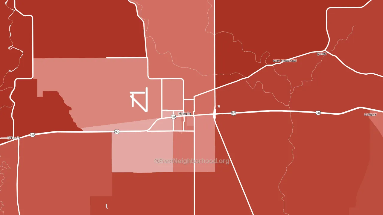 Hondo, TX block-group political-lean map