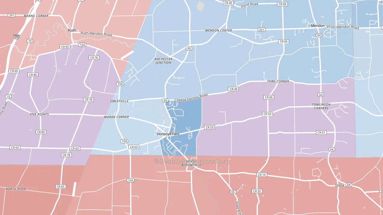 Honeoye Falls, NY block-group political-lean map