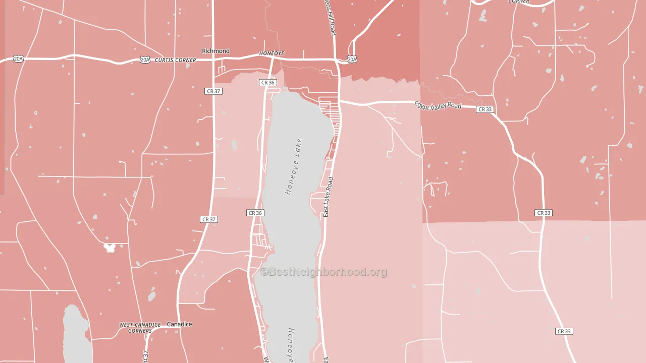 Honeoye, NY block-group political-lean map