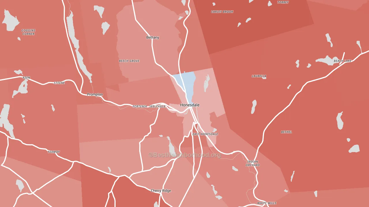 Honesdale, PA block-group political-lean map