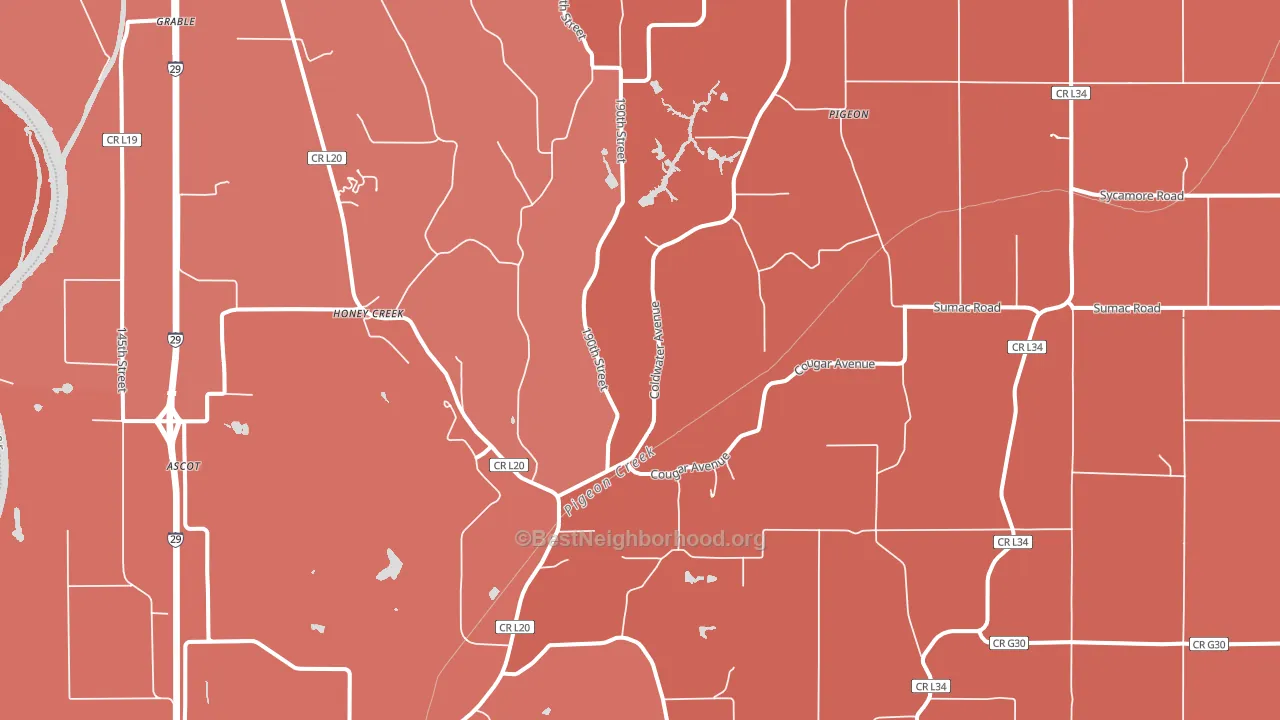 Honey Creek, IA block-group political-lean map