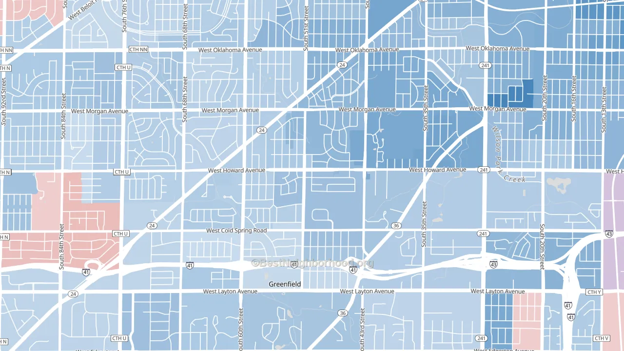 Honey Creek Manor, Milwaukee, WI block-group political-lean map