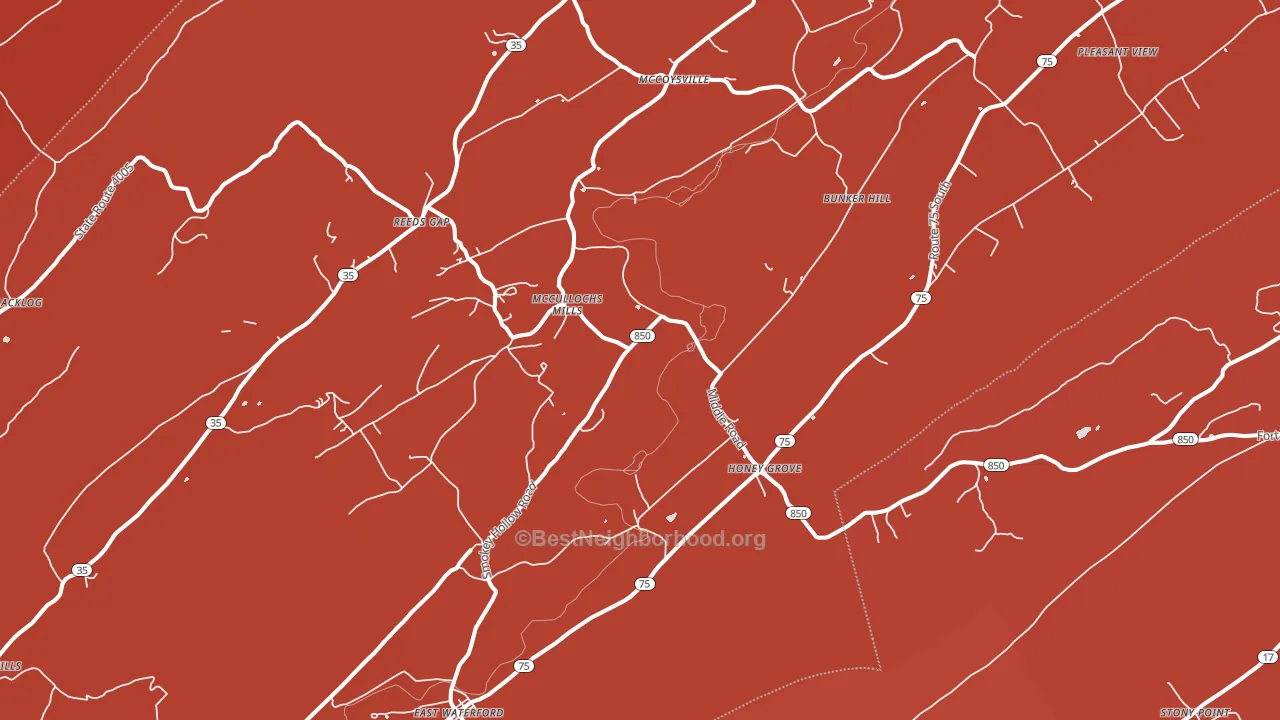 Honey Grove, PA block-group political-lean map