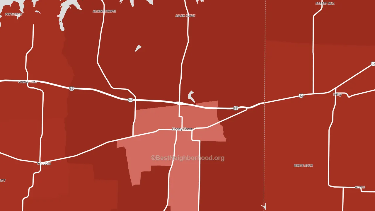 Honey Grove, TX block-group political-lean map
