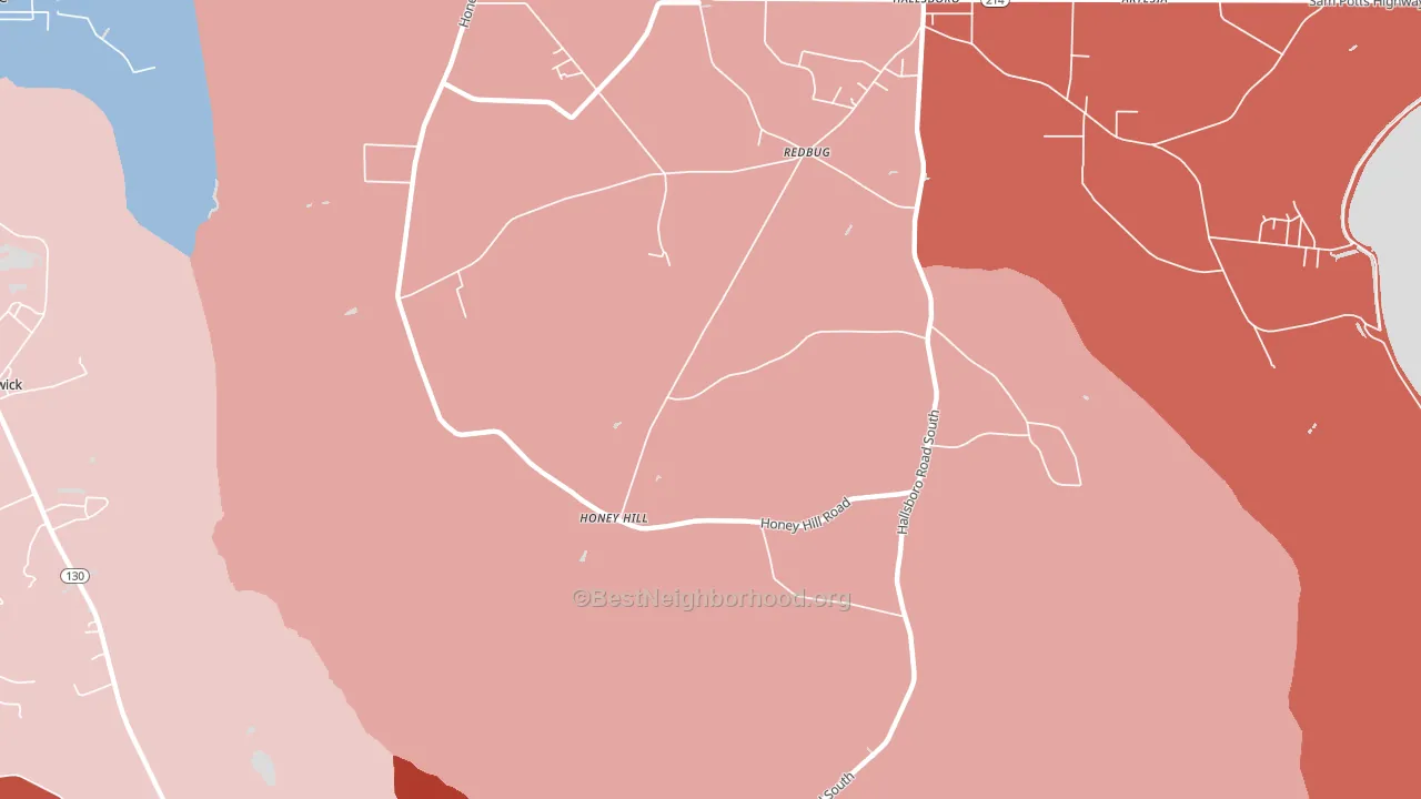 Honey Hill, NC block-group political-lean map
