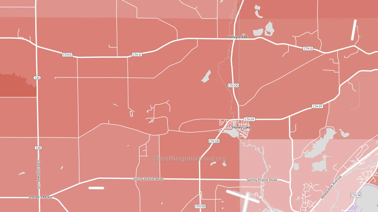 Honey Lake, WI block-group political-lean map