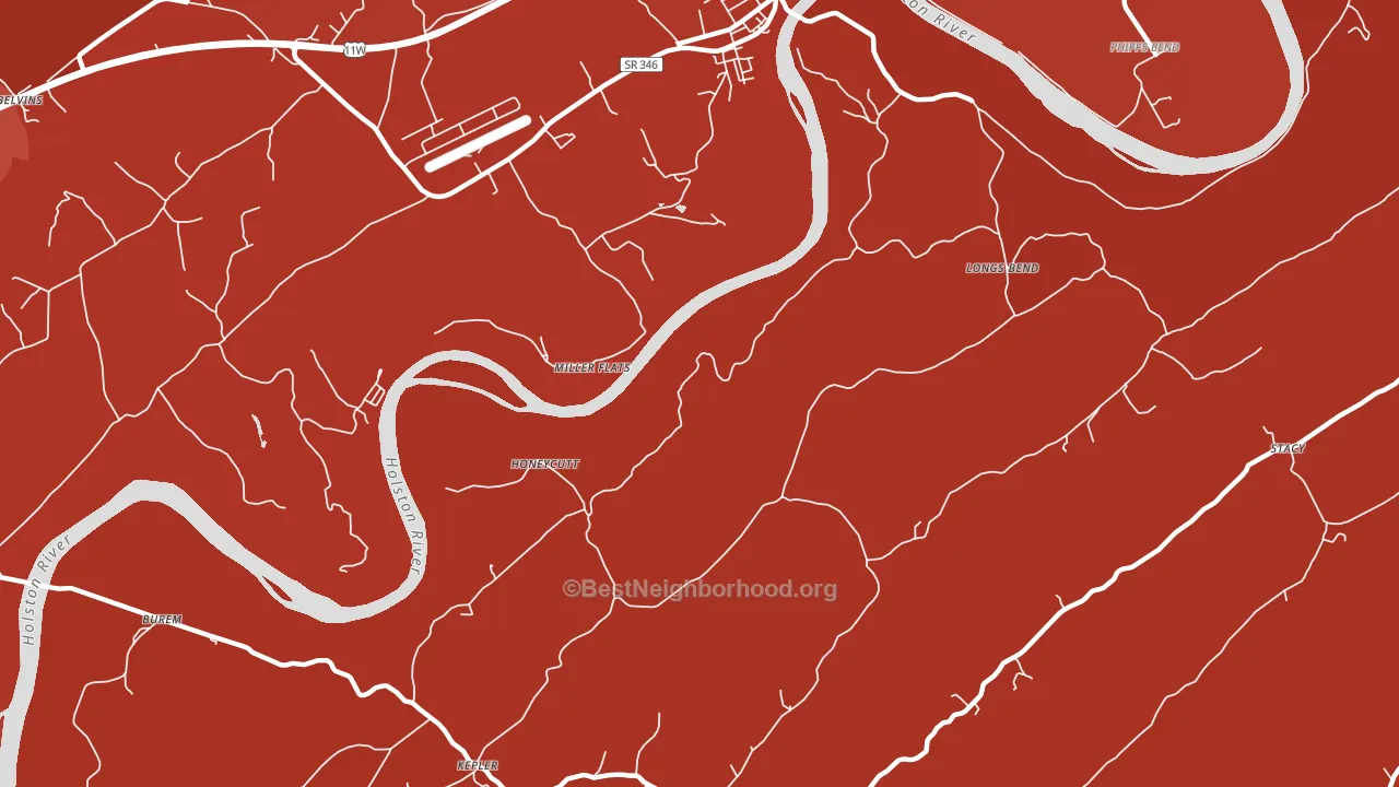 Honeycutt, TN block-group political-lean map