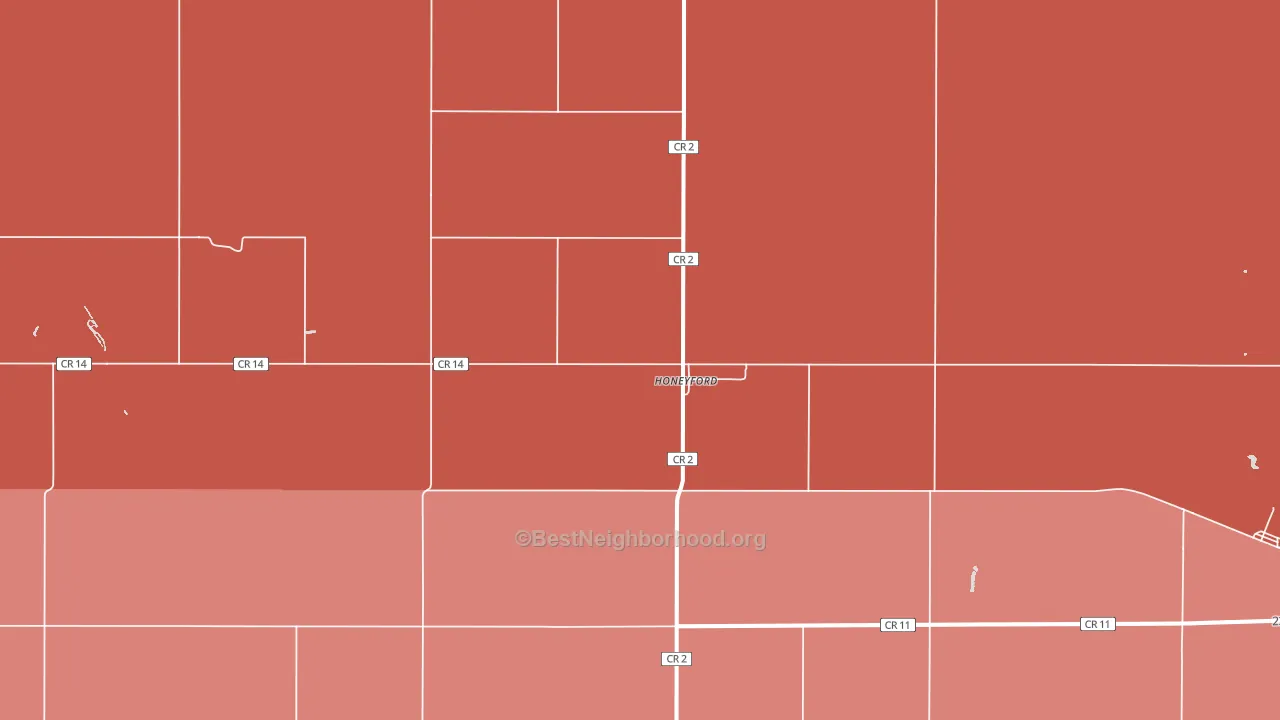 Honeyford, ND block-group political-lean map