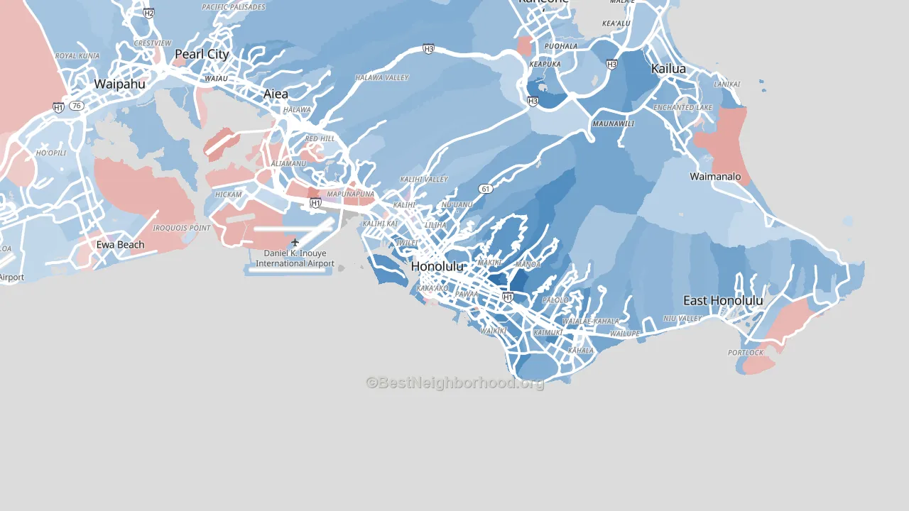 Honolulu, HI block-group political-lean map