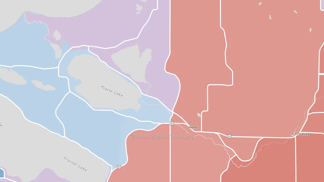 Honor, MI block-group political-lean map