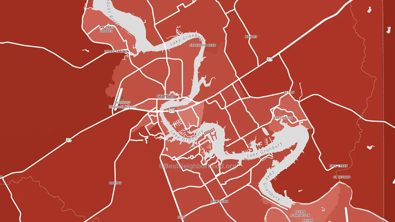 Hood County, TX block-group political-lean map