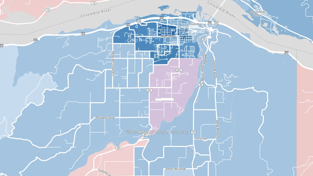 Hood River, OR block-group political-lean map