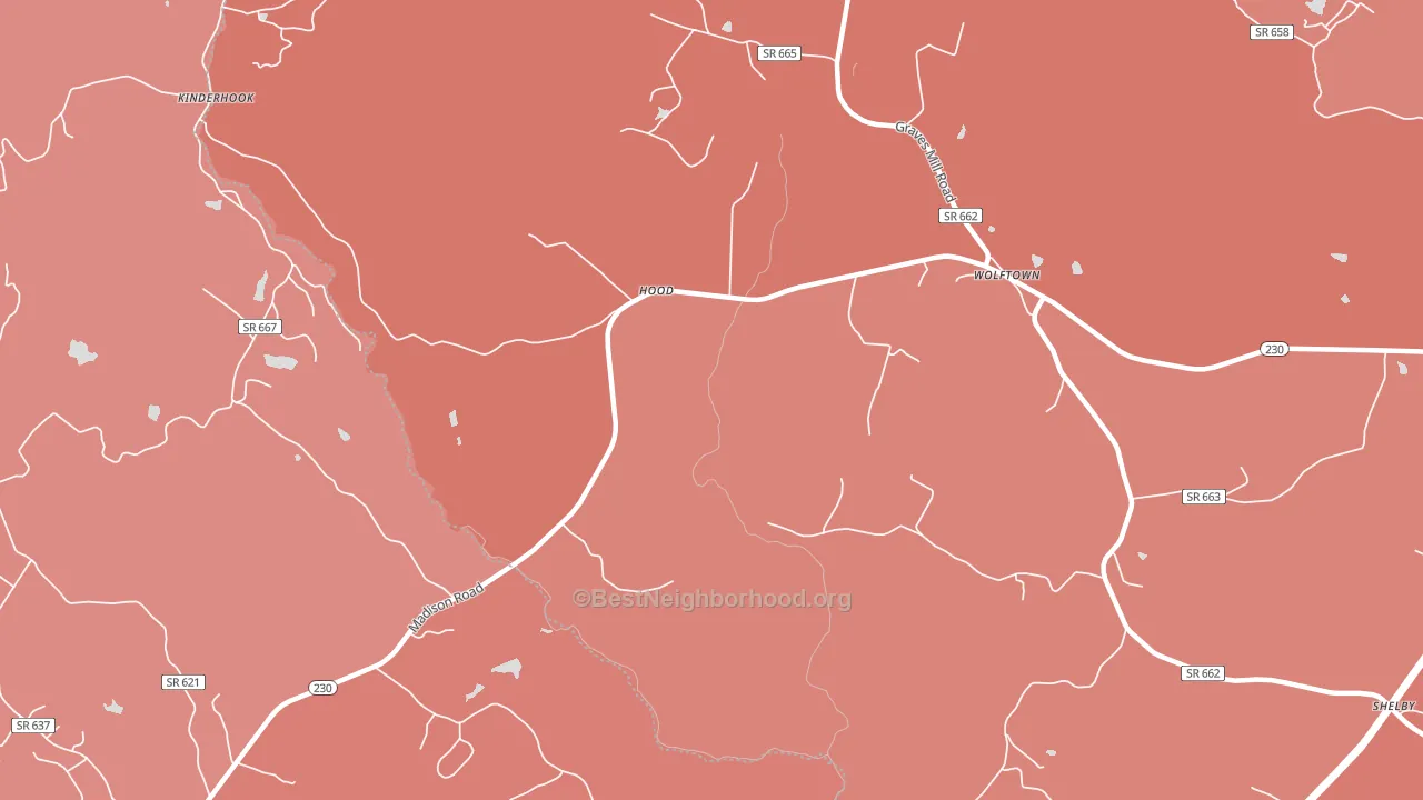 Hood, VA block-group political-lean map