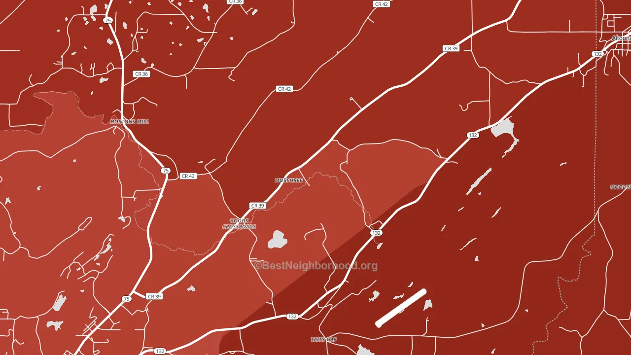 Hoods Crossroads, AL block-group political-lean map