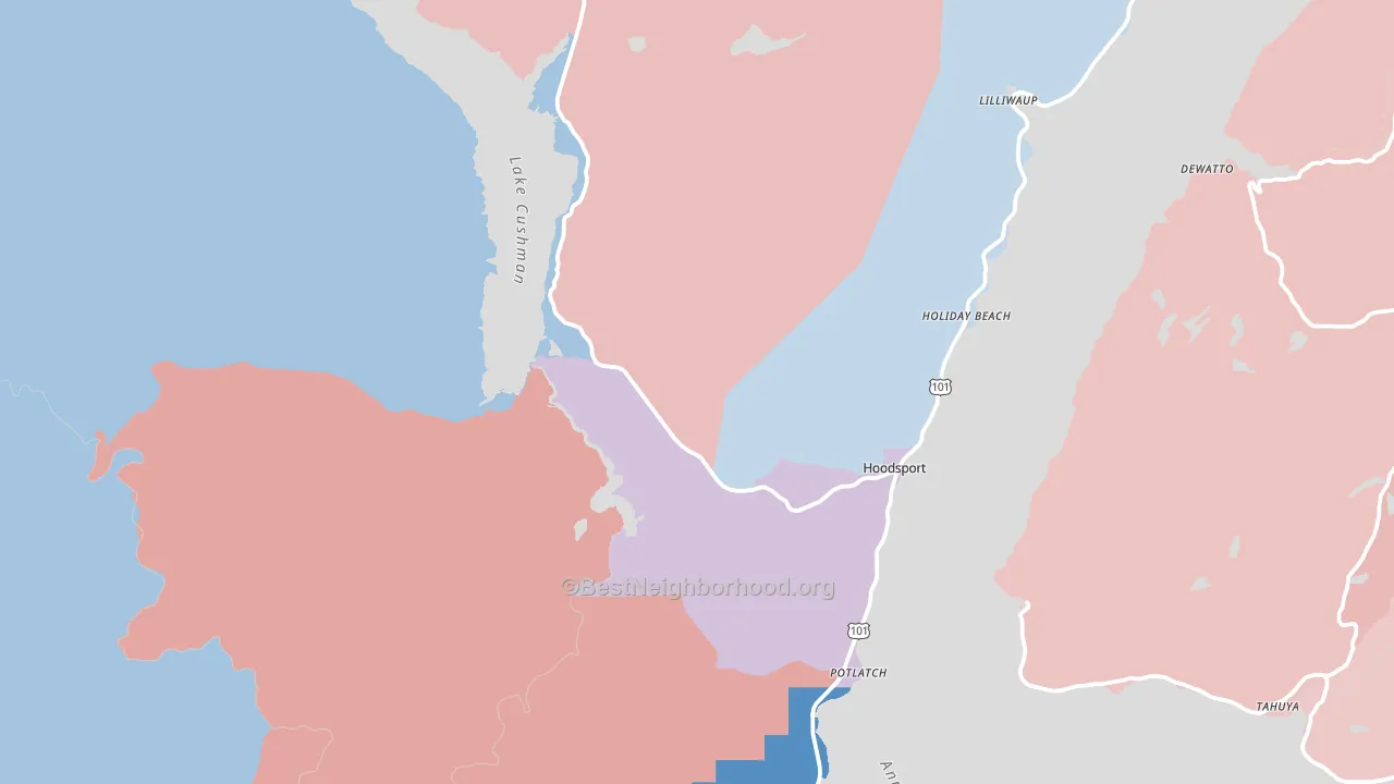 Hoodsport, WA block-group political-lean map