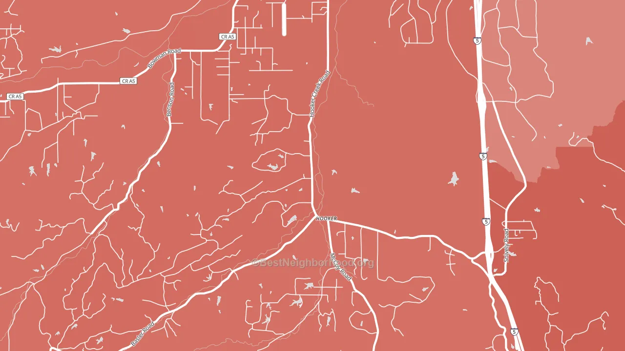 Hooker, CA block-group political-lean map