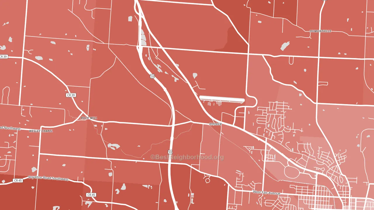 Hooker, OH block-group political-lean map