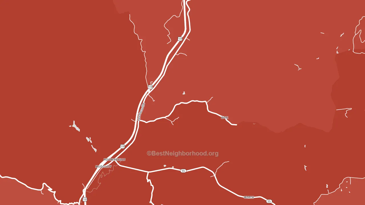 Hookersville, WV block-group political-lean map