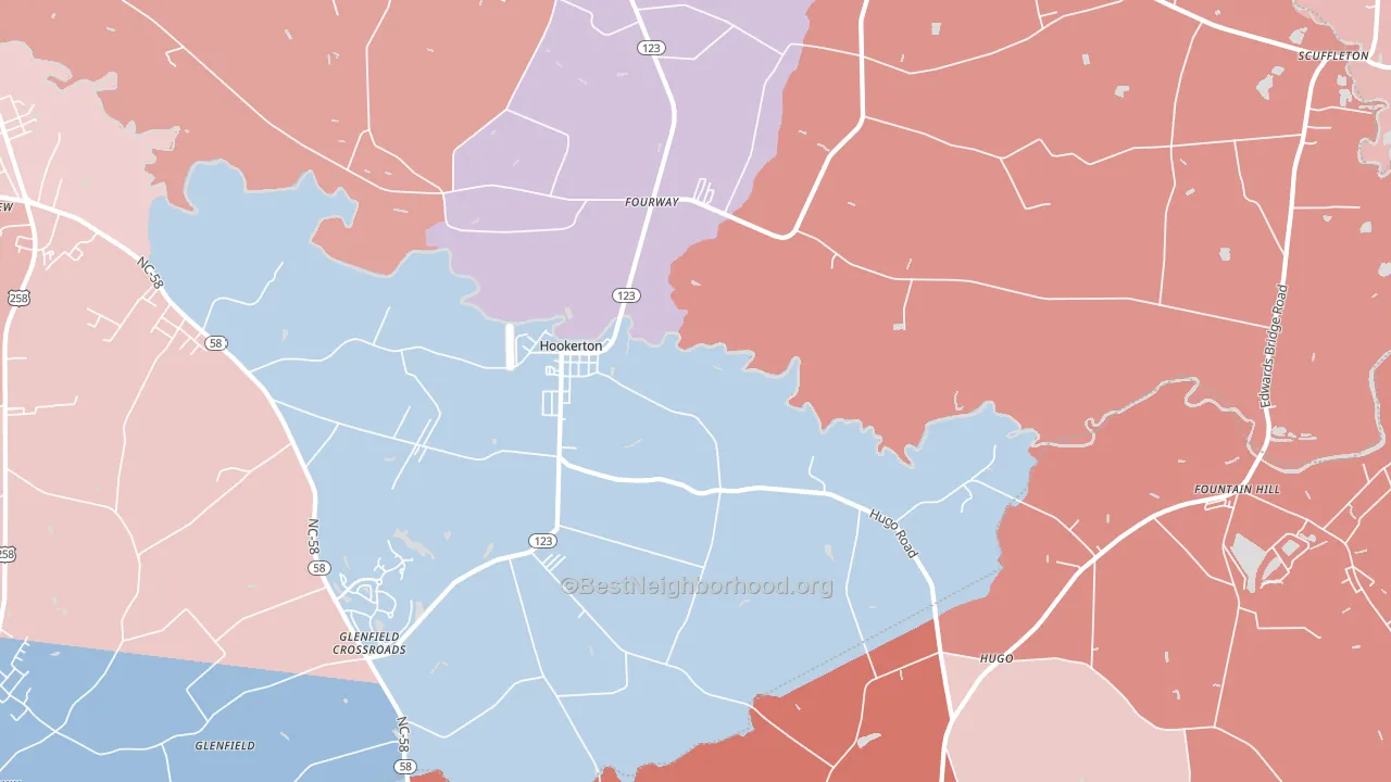 Hookerton, NC block-group political-lean map