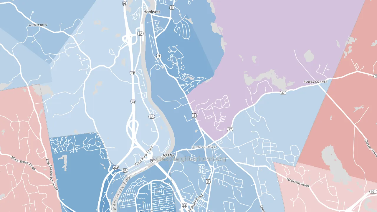 Hooksett, NH block-group political-lean map