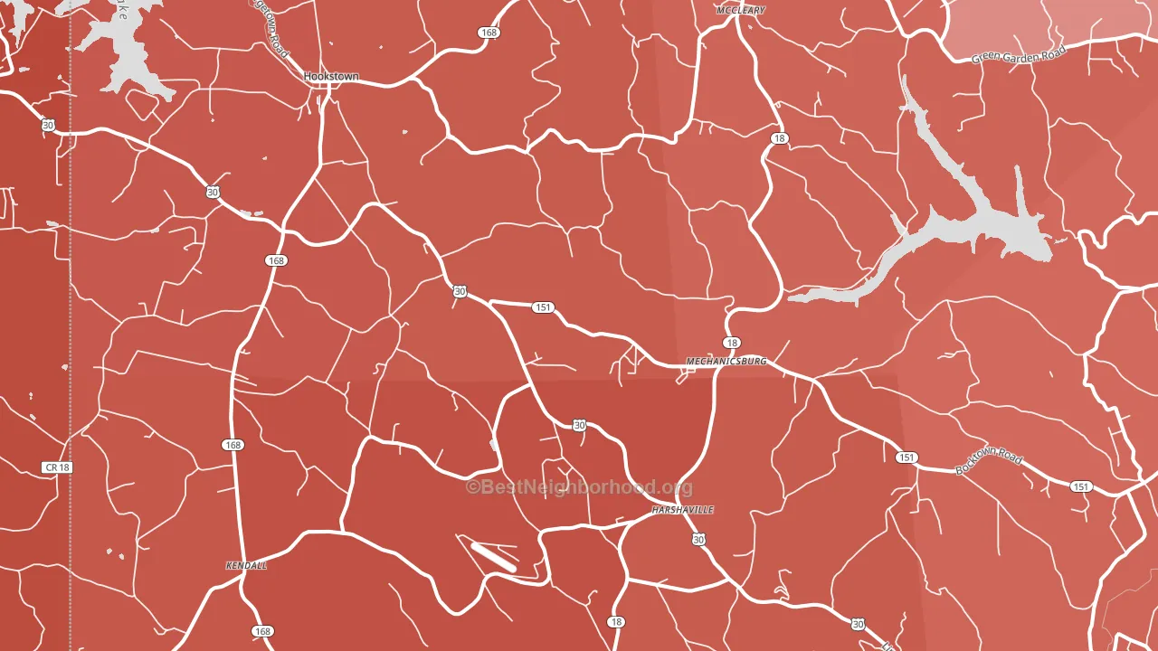Hookstown, PA block-group political-lean map